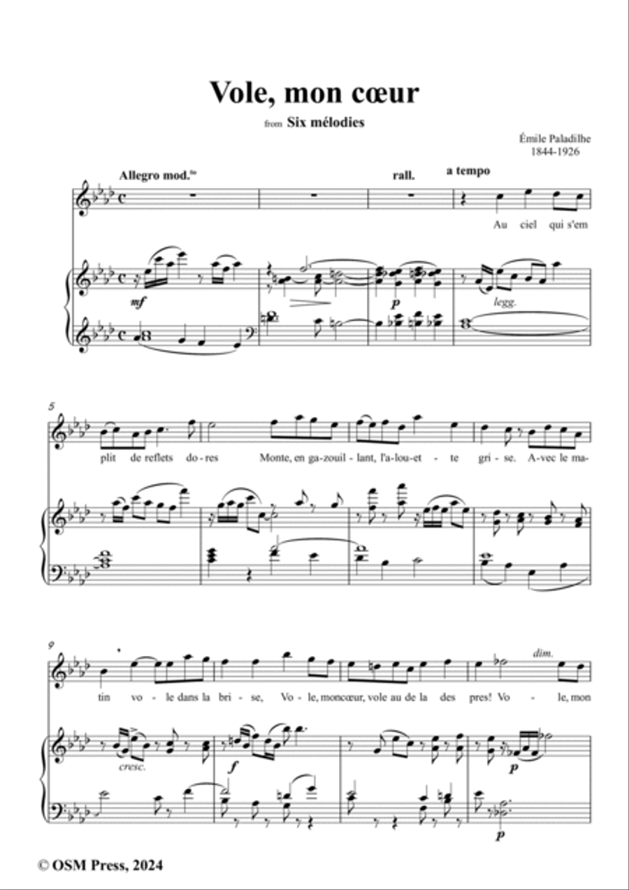 Paladilhe-Vole,mon cœur,in A flat Major Voice scores gallery preview page 2