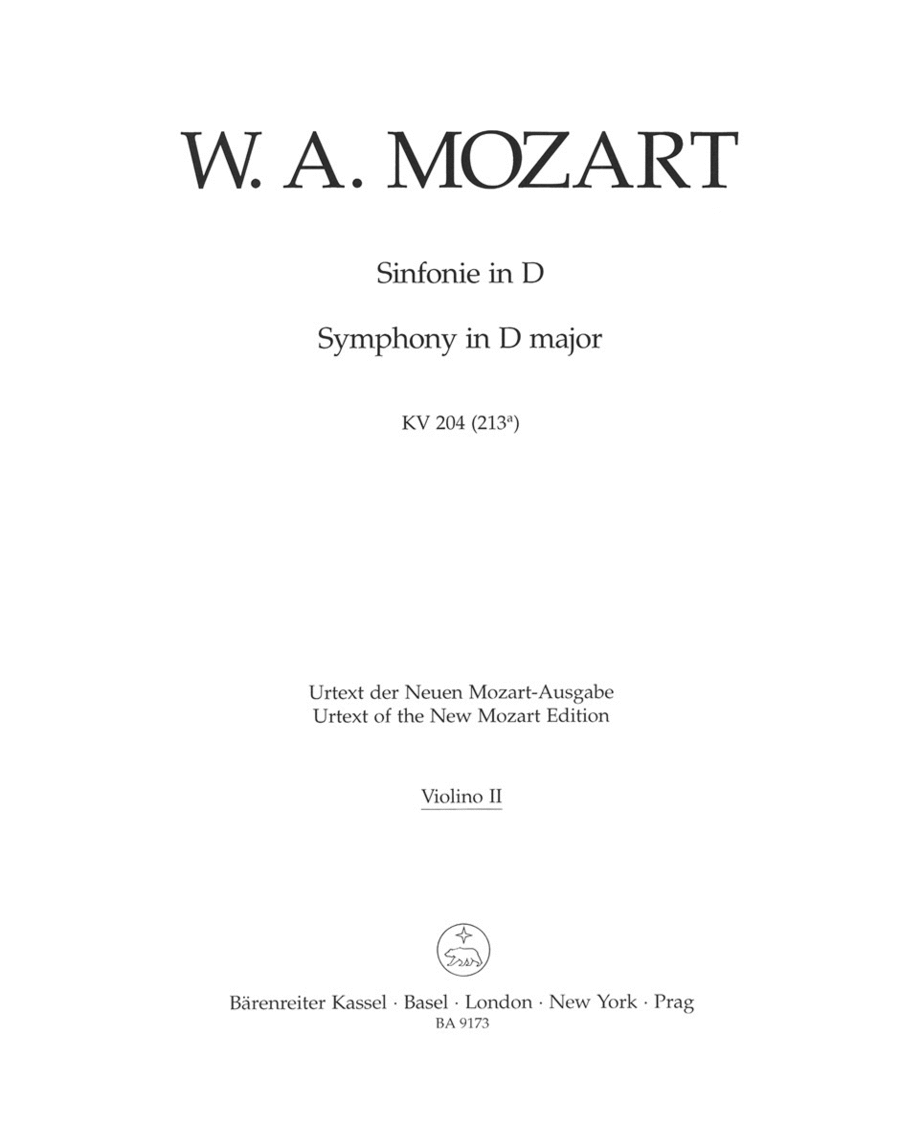 Symphony in D major after the Serenade K. 204