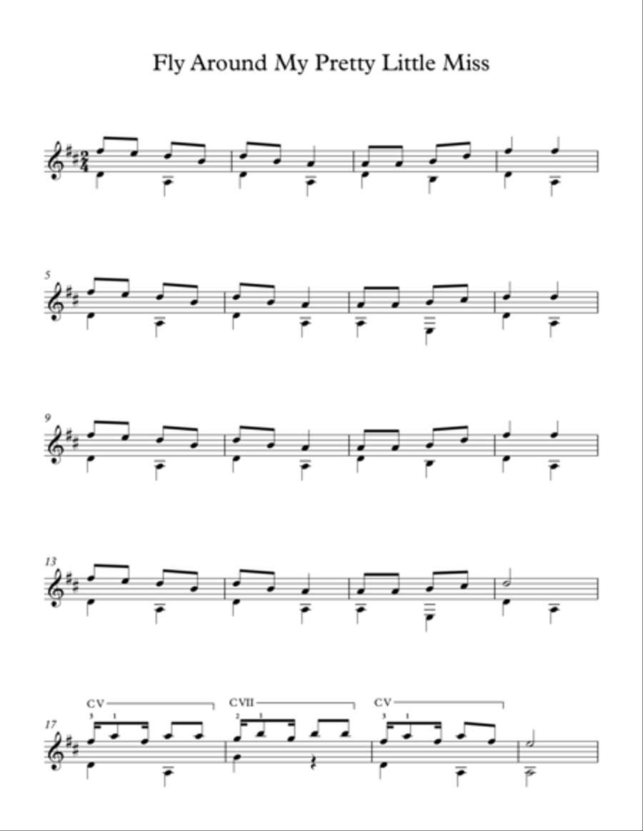 Fly Around My Pretty Little Miss - American Traditional Song Acoustic Guitar scores gallery preview page 1