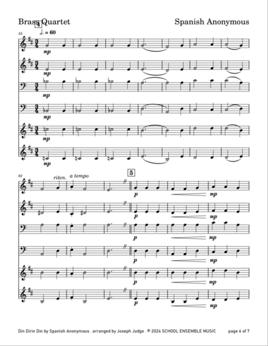 Din Dirin Din for Brass Quartet in Schools Brass Quartet scores gallery preview page 6