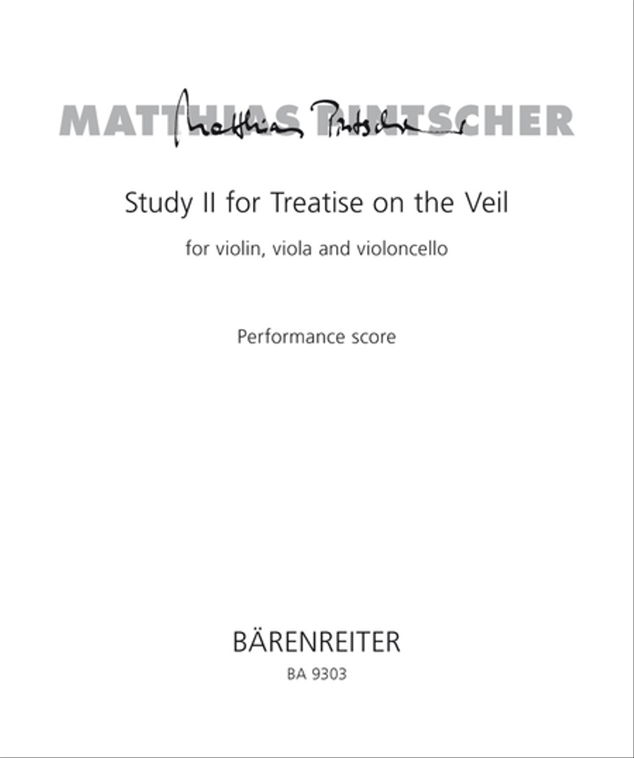 Book cover for Study II for Treatise on the Veil for violin, viola and violoncello