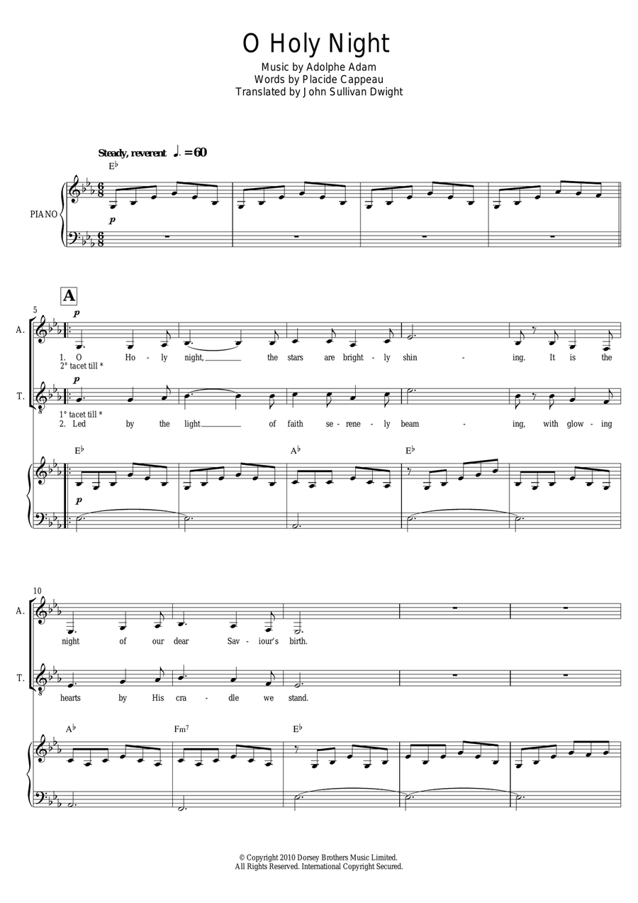 O Holy Night O Holy Night Piano, Vocal, Guitar scores gallery preview page 1