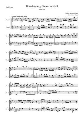 Brandenburg Concerto No. 3 in G major, BWV 1048 1st Mov. (J.S. Bach) for Flute Duo
