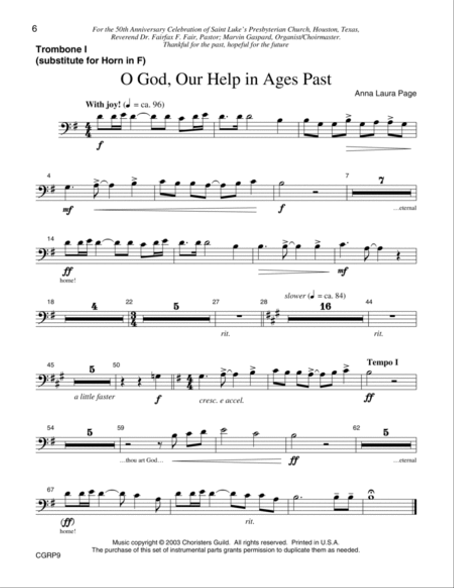O God, Our Help in Ages Past Reproducible Parts Voice scores gallery preview page 6