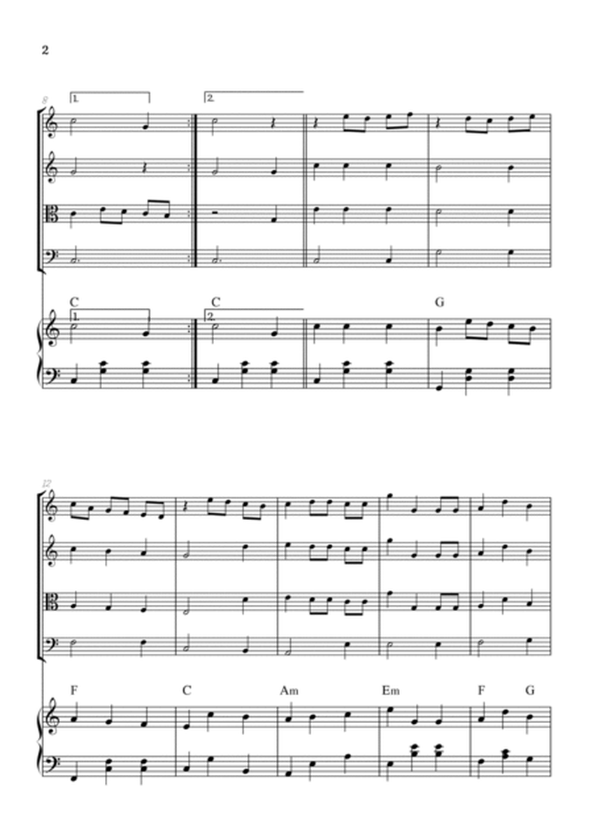 We Wish You a Merry Christmas for String Quartet & Piano • Christmas sheet music w/ chords
