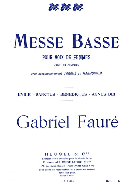 Messe Basse (choral-female Accompanied)