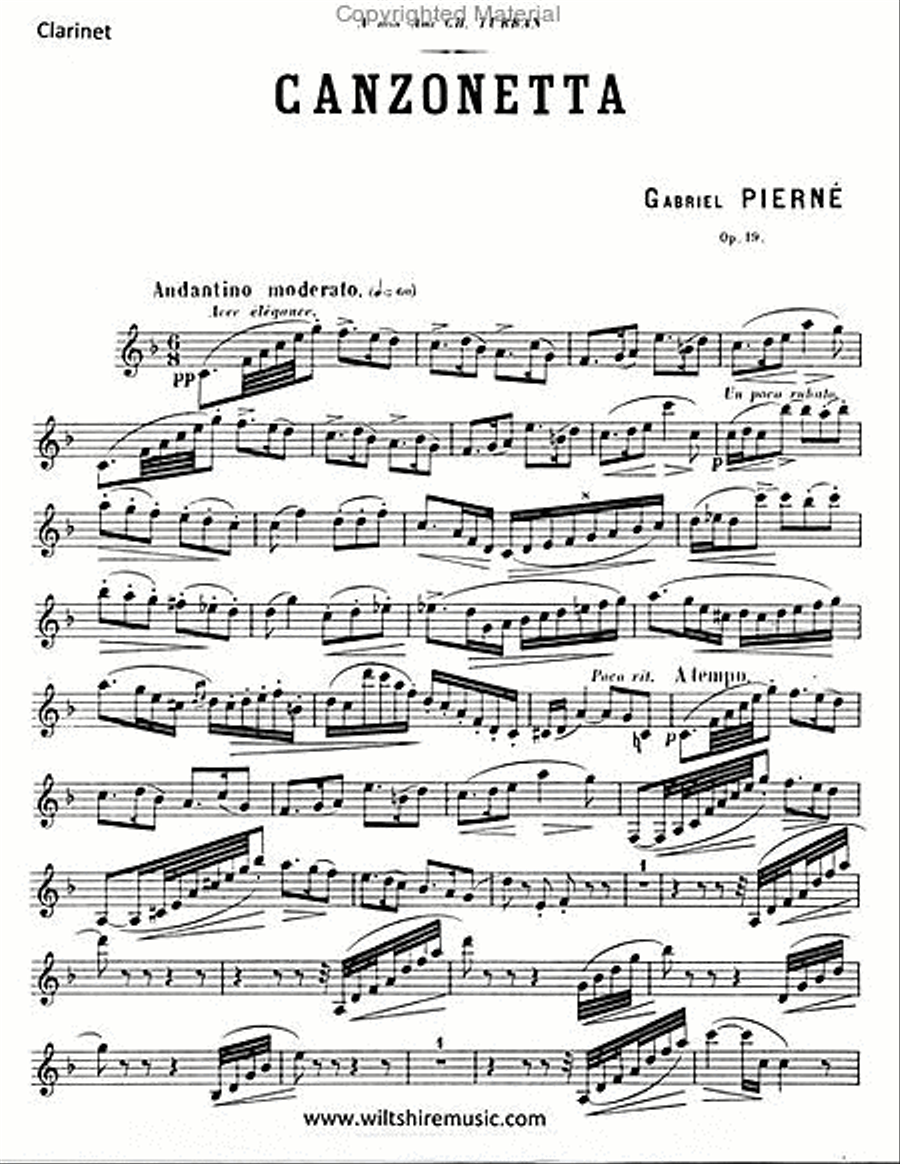 Canzonetta Clarinet Solo scores gallery preview page 2