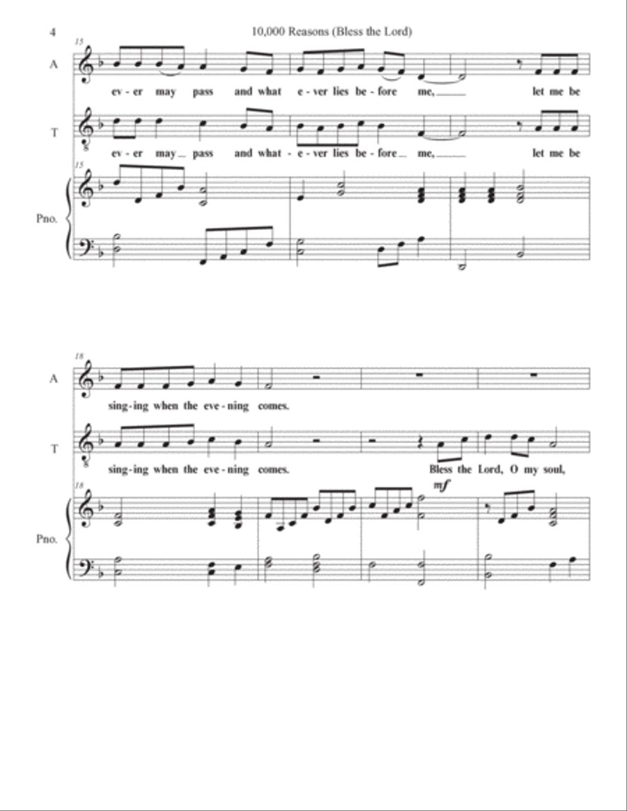 10,000 Reasons (bless The Lord) Tenor Voice scores gallery preview page 4