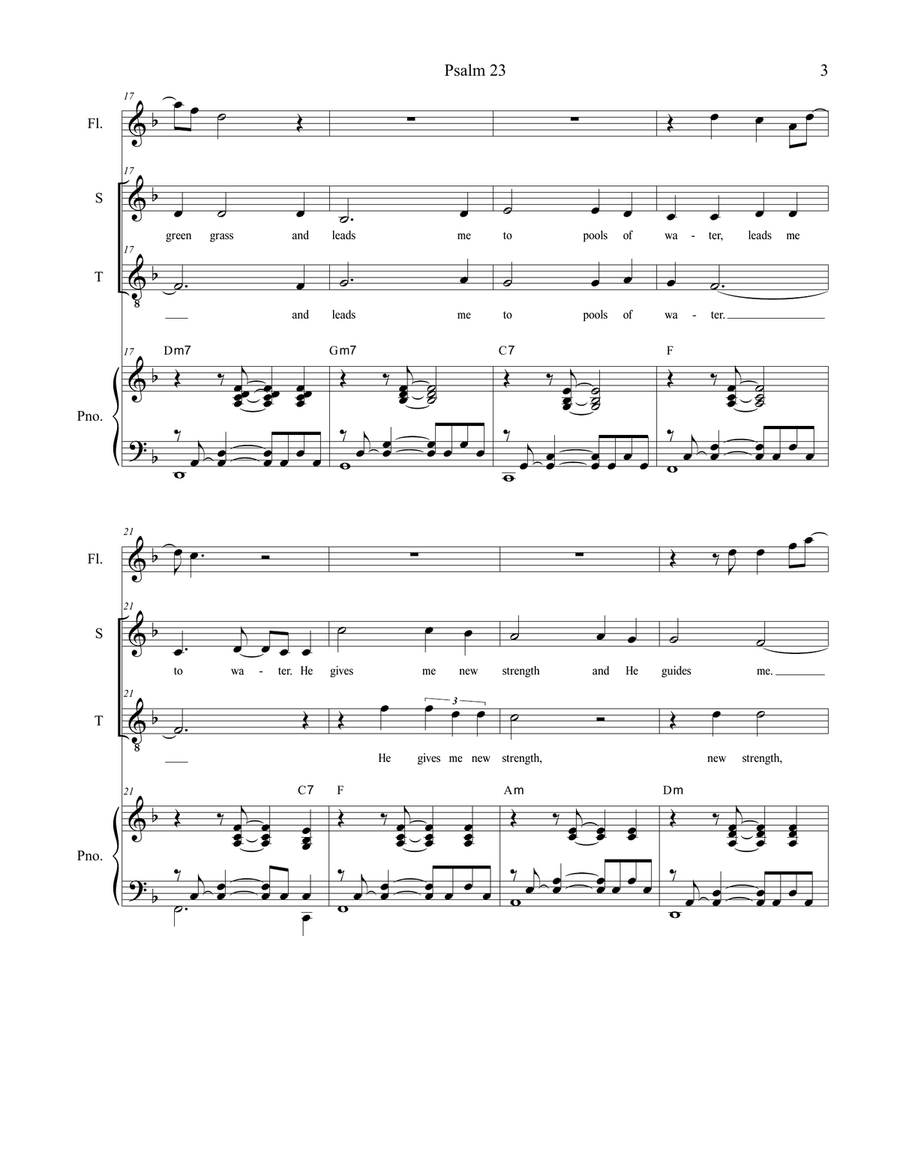 Psalm 23 (Duet for Soprano and Tenor solo) Tenor Voice scores gallery preview page 3