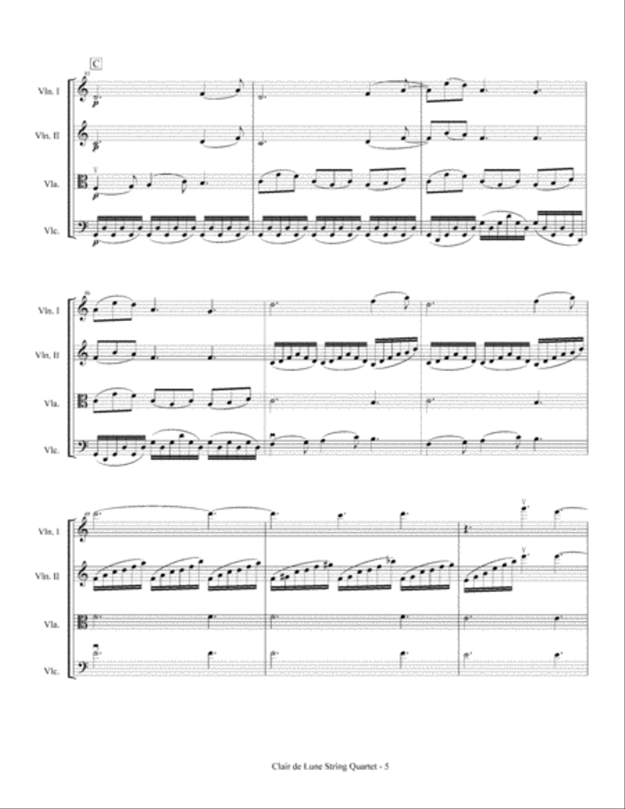 Clair de Lune (String Quartet) String Quartet scores gallery preview page 6