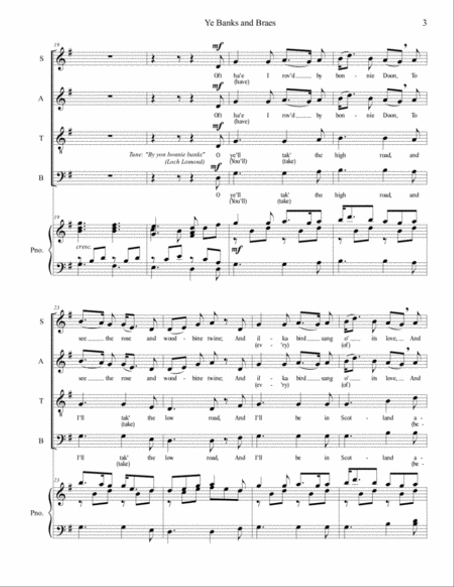 Ye Banks and Braes (SATB) 4-Part scores gallery preview page 3