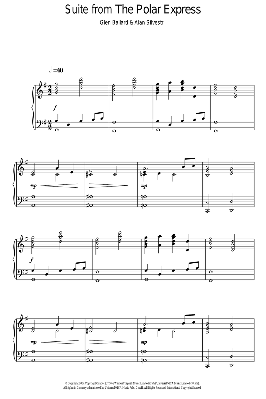 Suite (from The Polar Express) Piano Solo scores gallery preview page 1