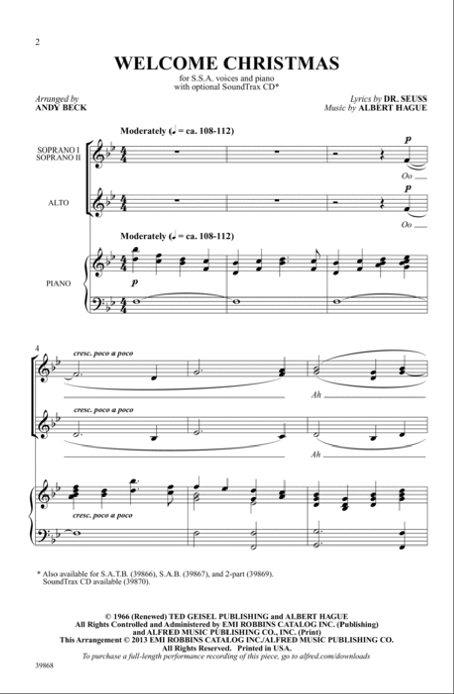 Welcome Christmas (from How the Grinch Stole Christmas) Choir scores gallery preview page 1