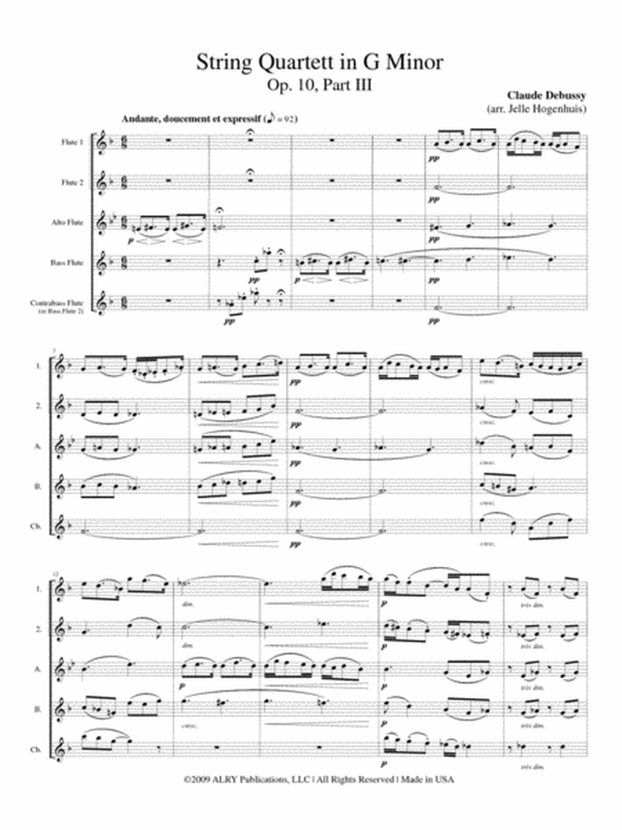 String Quartet in G minor, Op. 10, part III for Flute Choir image number null