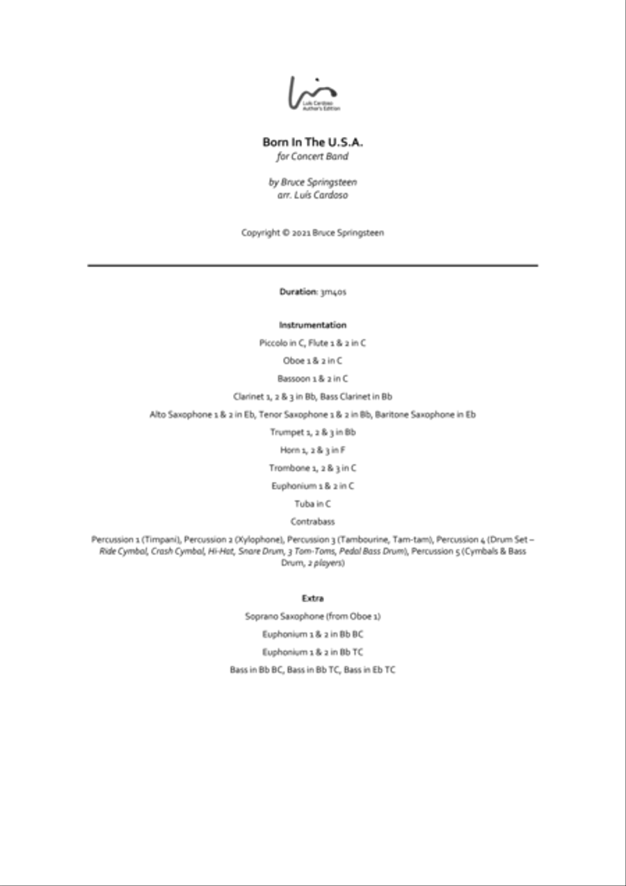 Born In The U.s.a. Concert Band scores gallery preview page 3