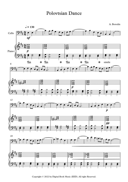 Polovtsian Dance - Alexander Borodin (Cello + Piano) image number null