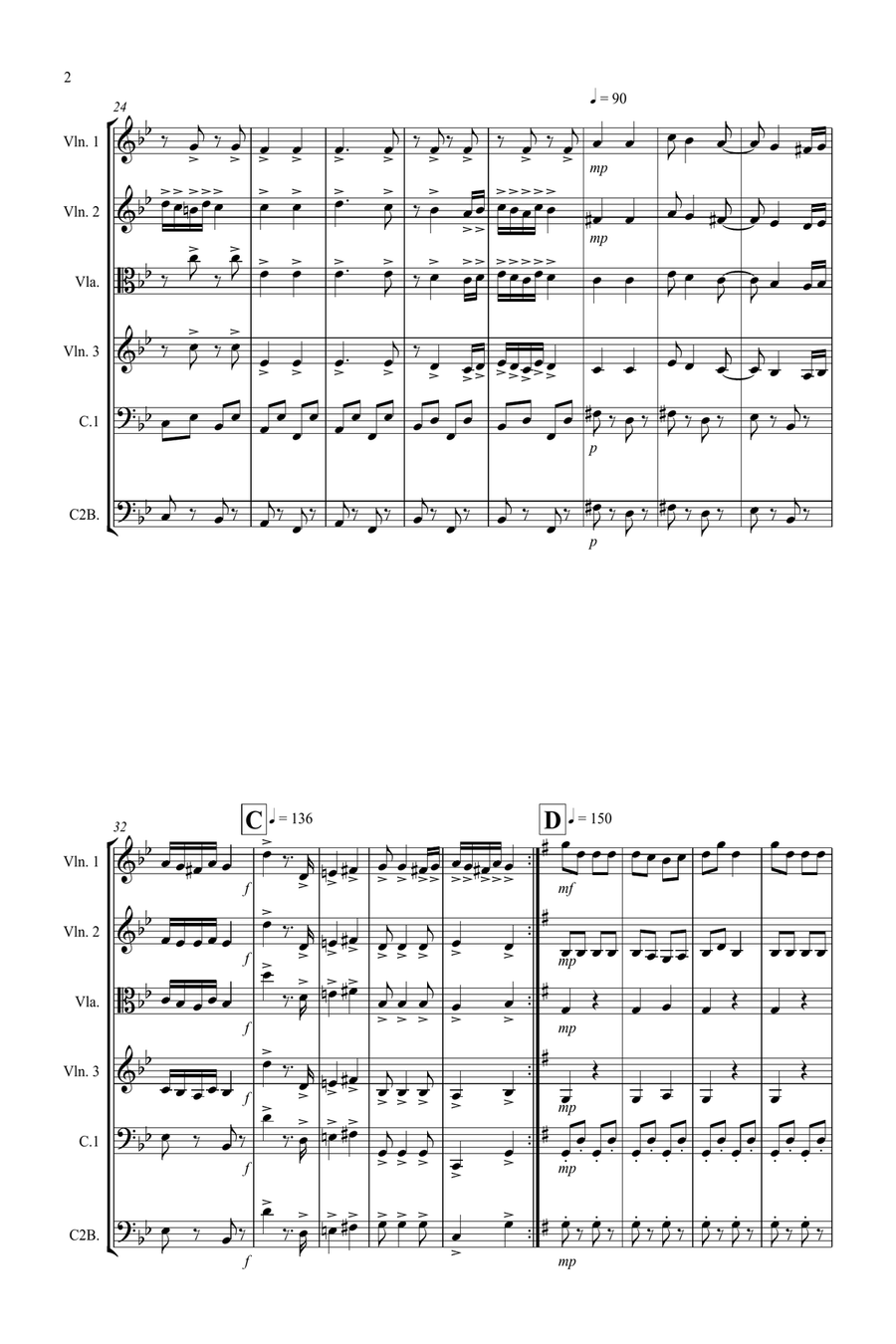 Hungarian Dance No.5 for String Orchestra String Quartet scores gallery preview page 2
