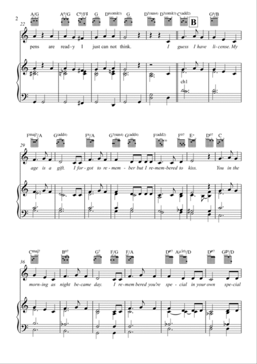 Forgot To Remember Piano, Vocal, Guitar scores gallery preview page 2