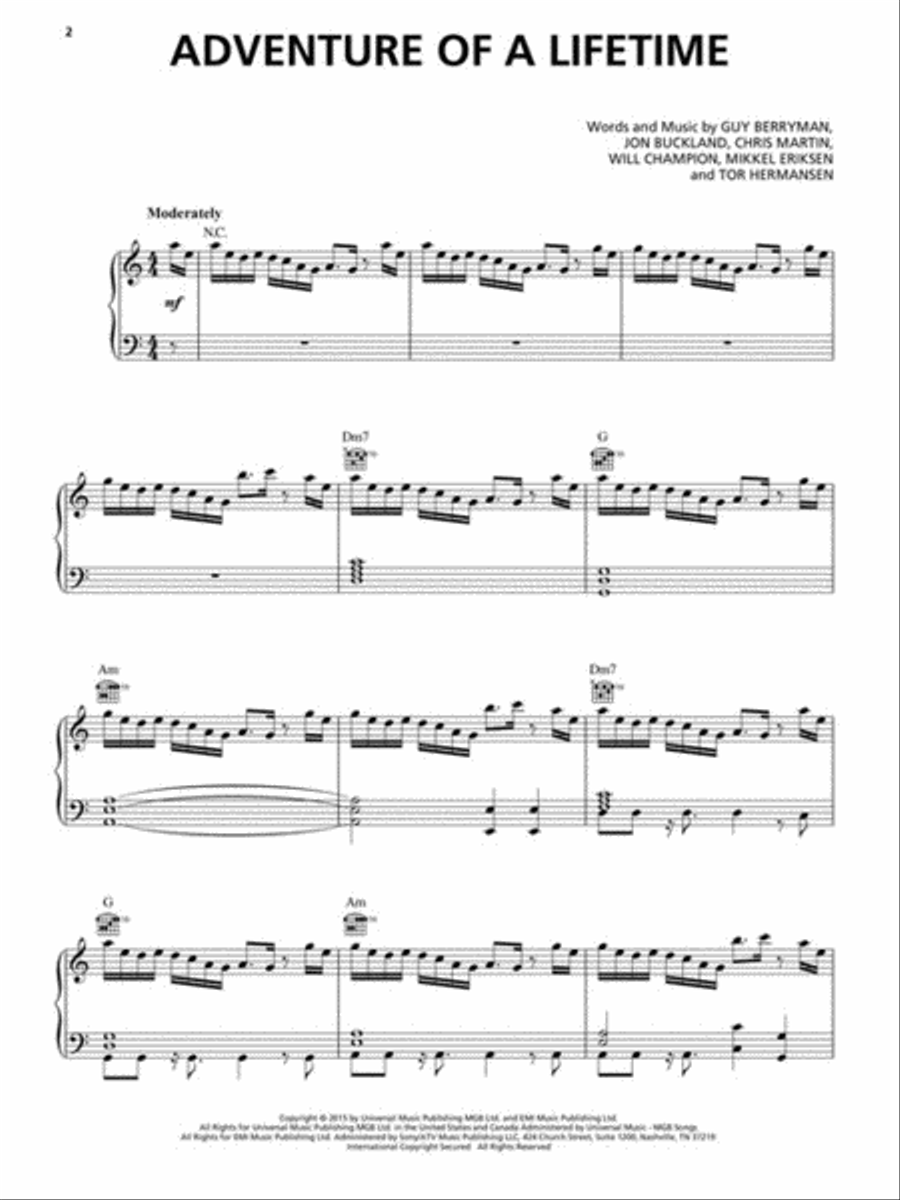 Coldplay Sheet Music Collection Piano, Vocal, Guitar scores gallery preview page 3