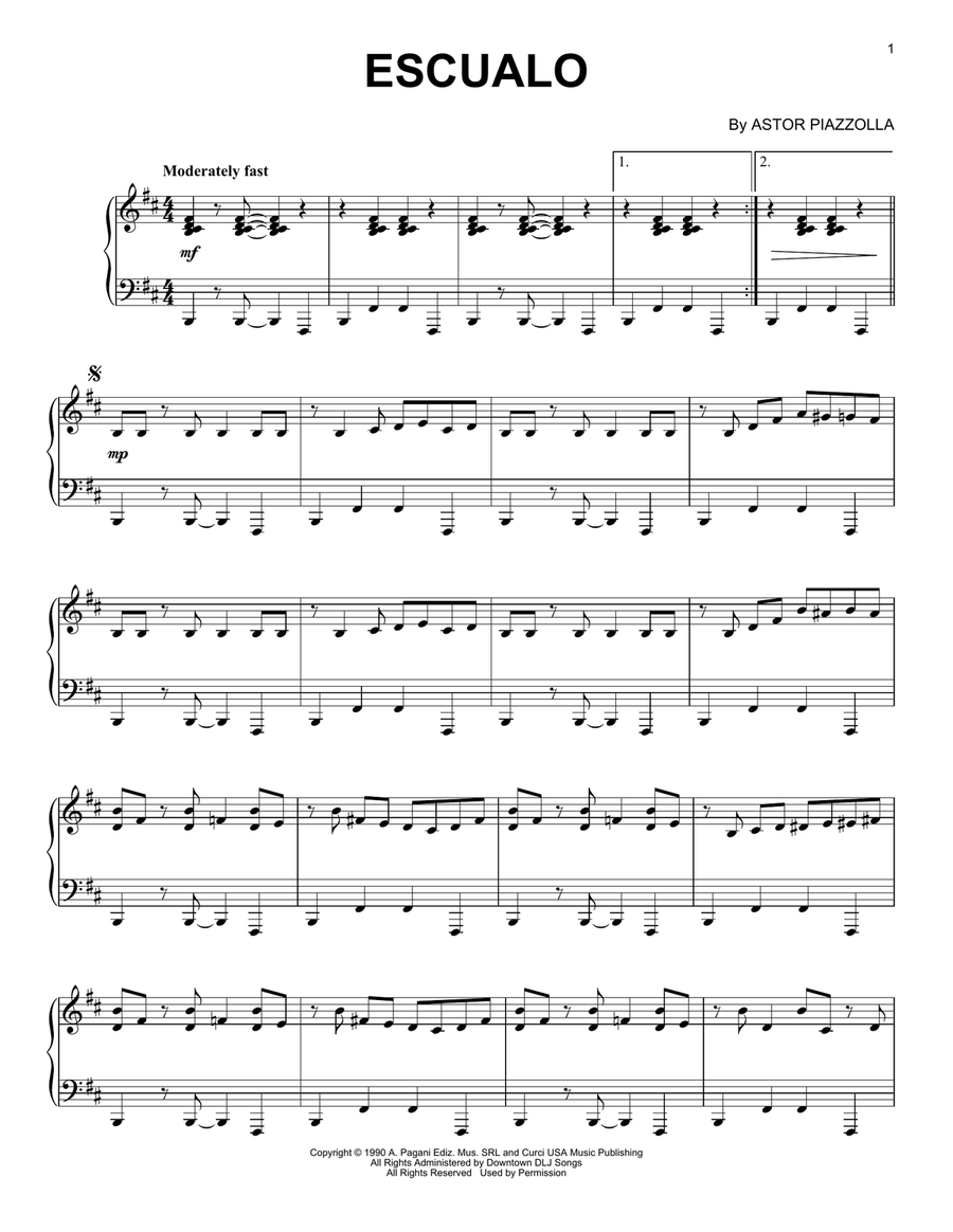 Escualo Piano Solo scores gallery preview page 1