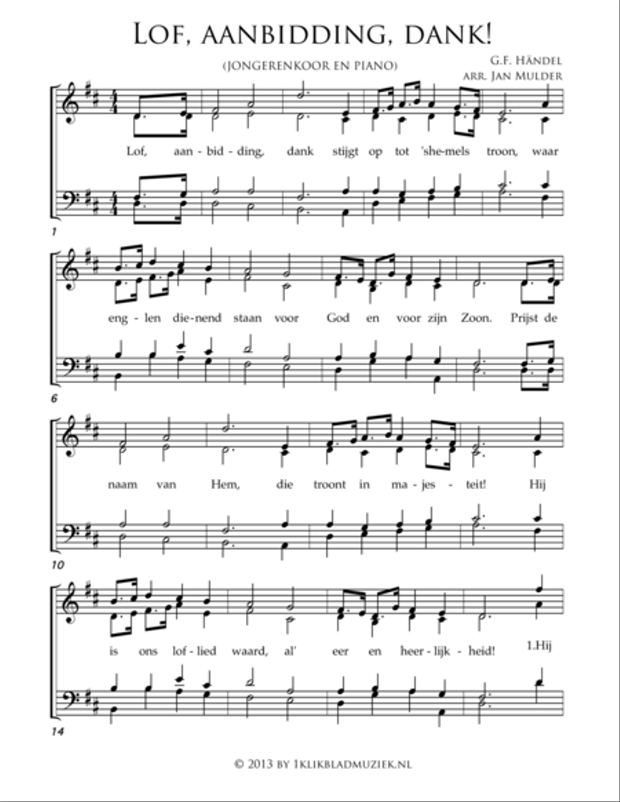 Lof, Aanbidding, Dank Lof, Aanbidding, Dank 4-Part scores gallery preview page 1