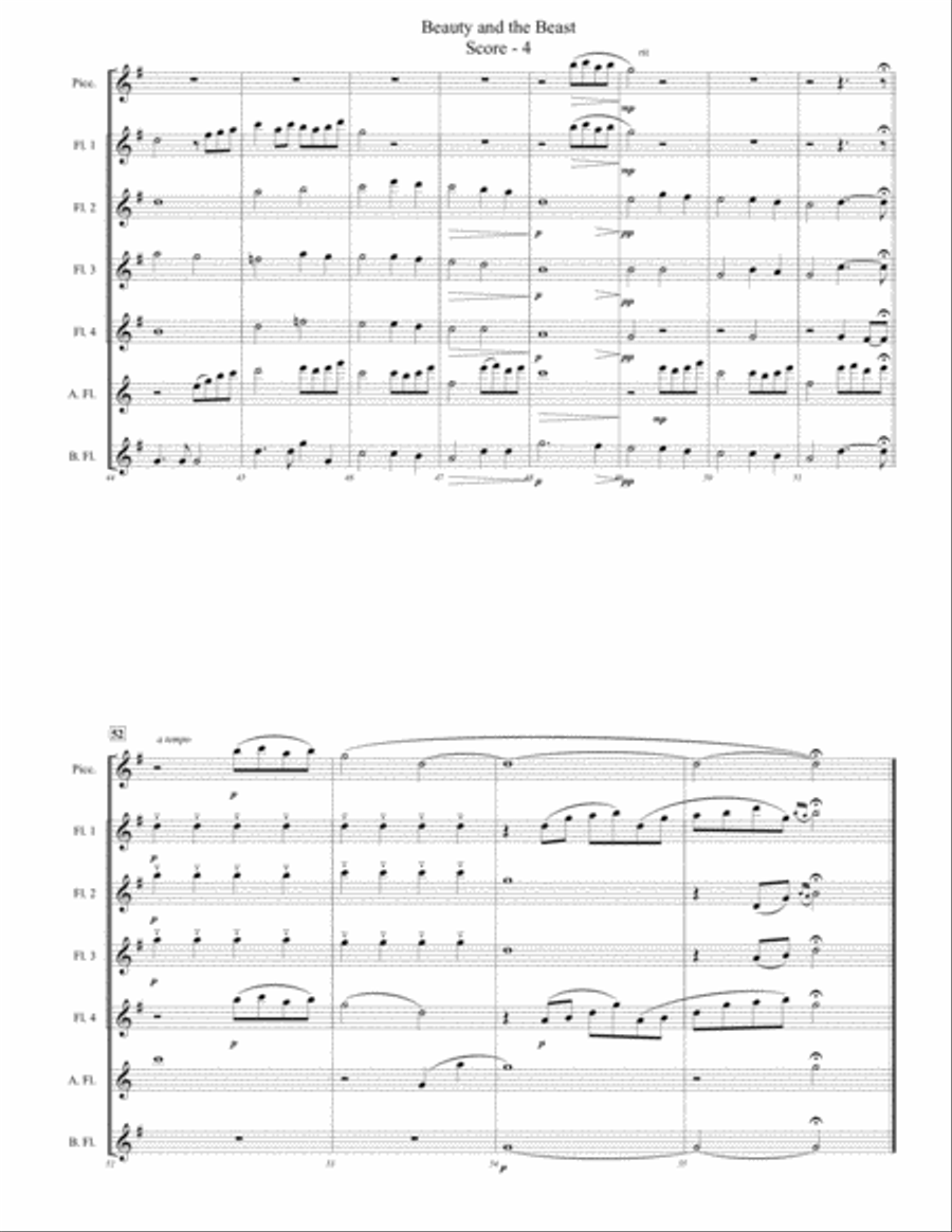 Beauty And The Beast Beauty And The Beast Flute Choir scores gallery preview page 4