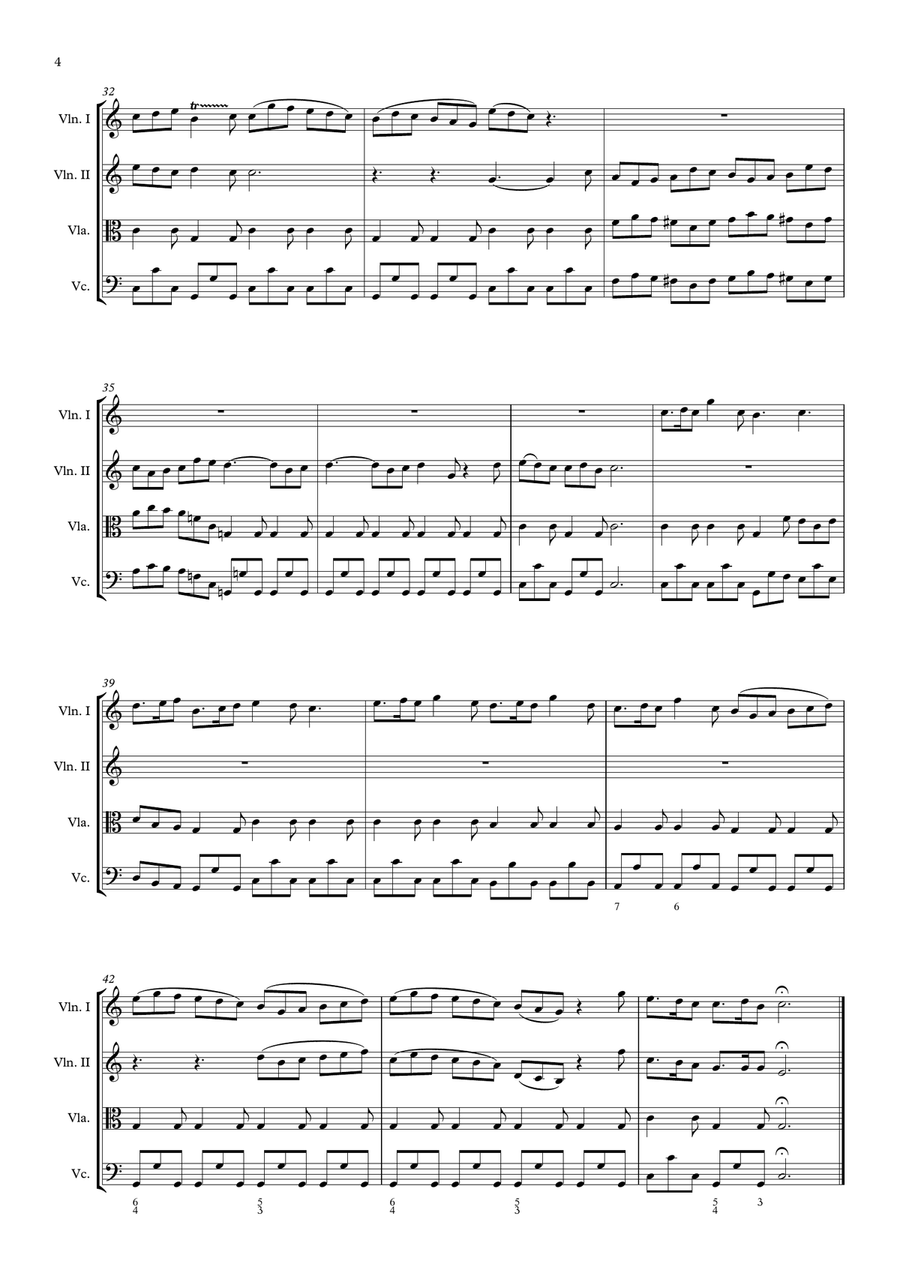 Vivaldi - RV 589, GLORIA - 6. Domine Deus, Rex Cœlestis, for string quartet String Quartet scores gallery preview page 4