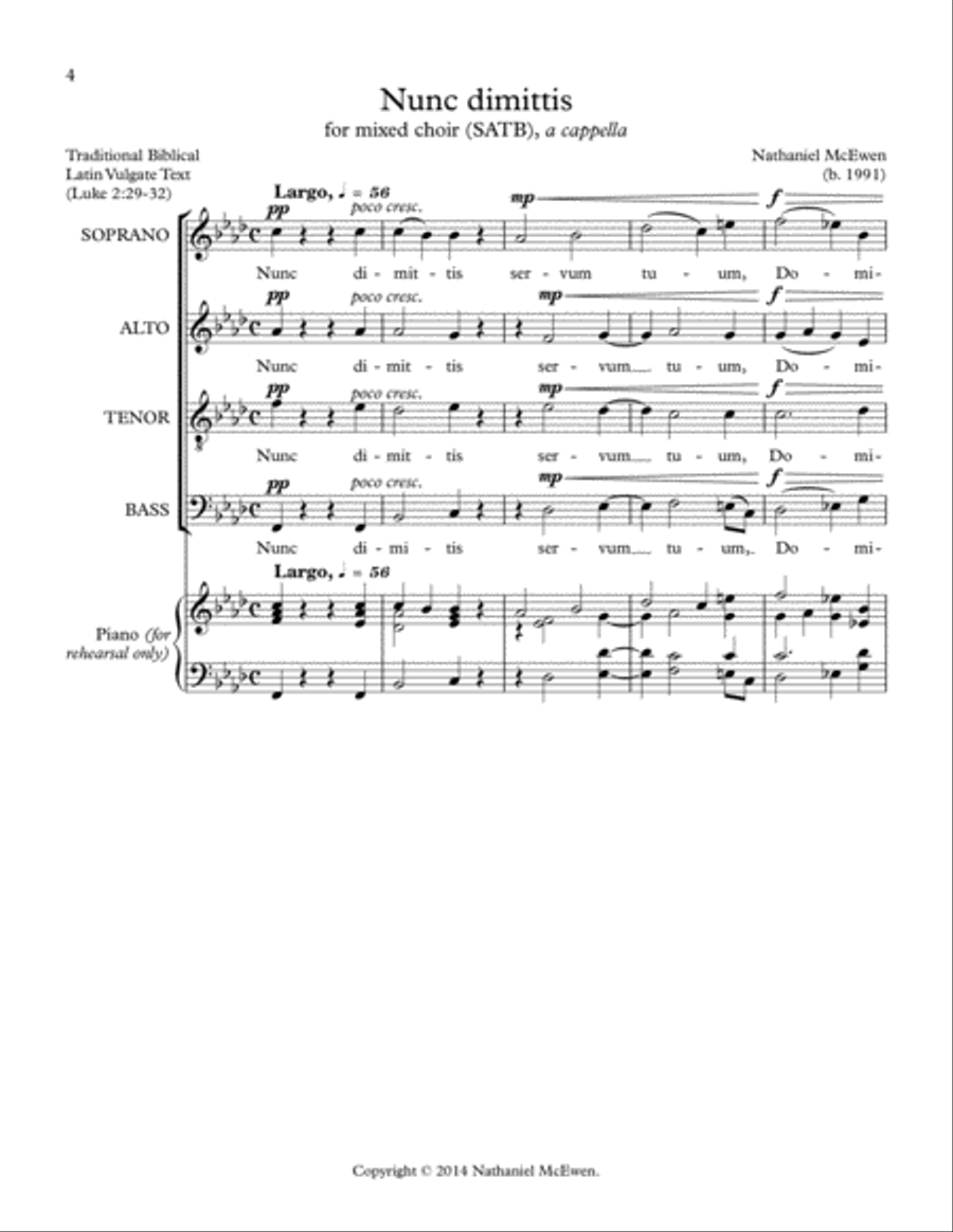 Nunc dimittis 4-Part scores gallery preview page 4
