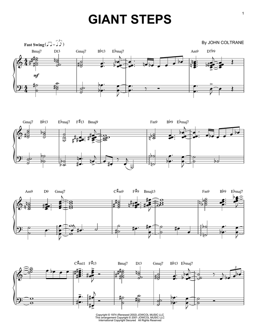 Giant Steps Piano Solo scores gallery preview page 1