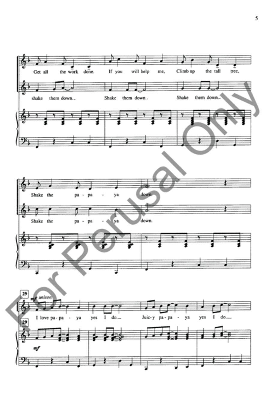 Shake The Papaya Down SSA scores gallery preview page 4