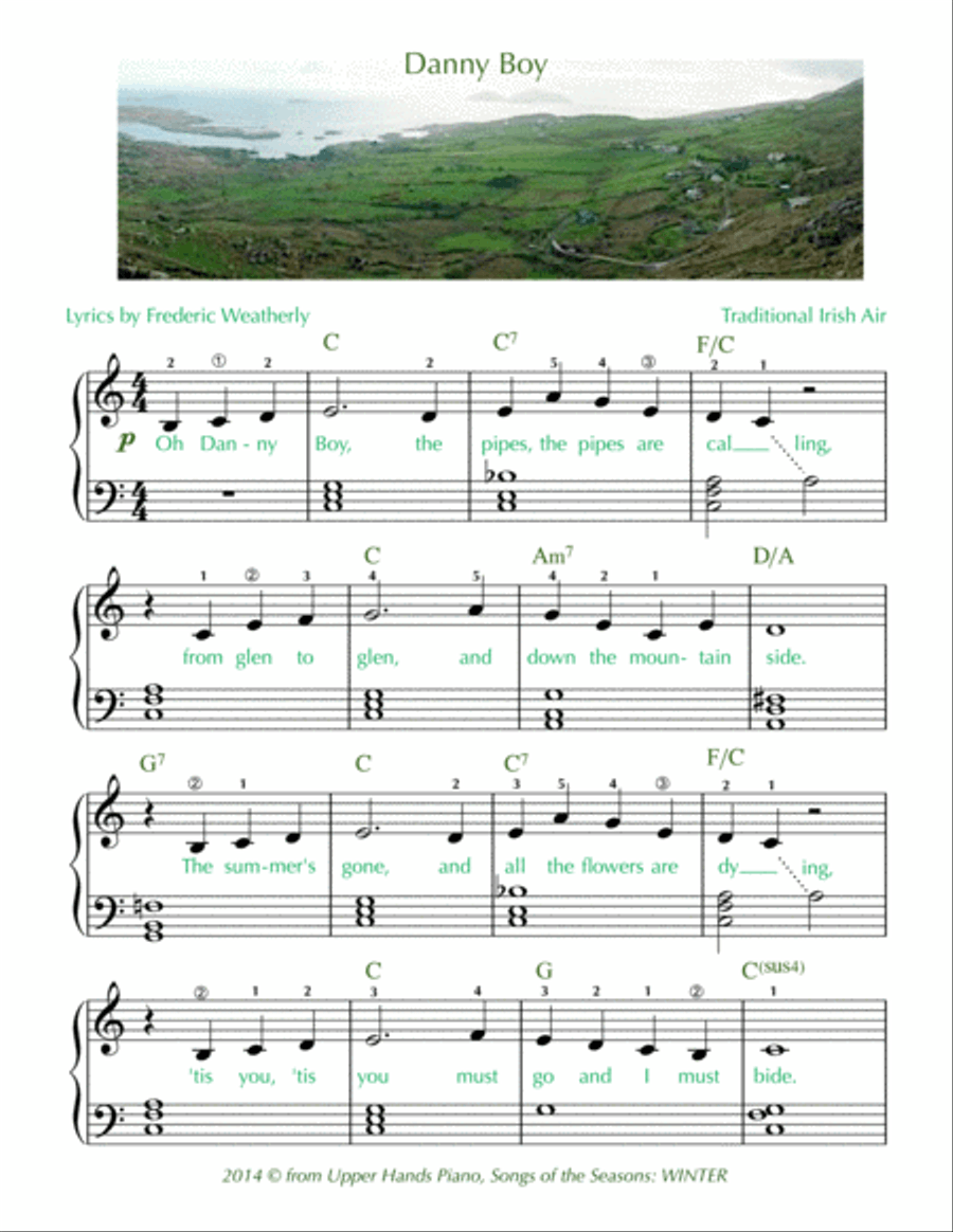 Danny Boy (Easy/Intermediate) Piano, Vocal, Guitar scores gallery preview page 1