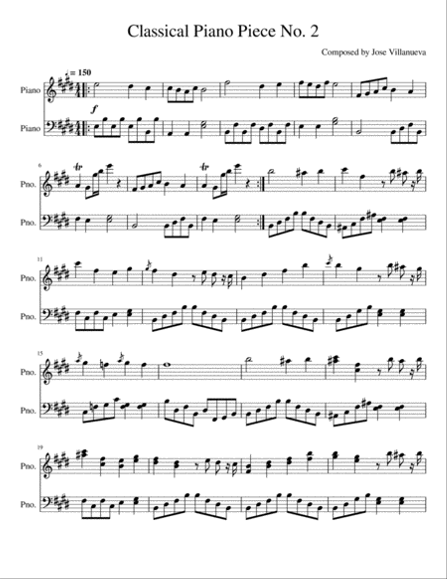 Classical Piano Piece No. 2 Piano Solo - Digital Sheet Music
