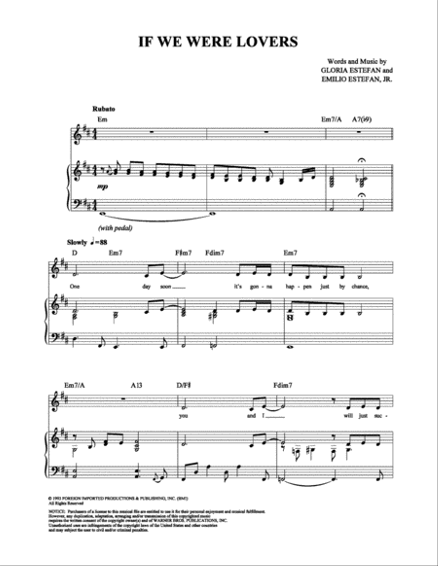 If We Were Lovers Piano, Vocal, Guitar scores gallery preview page 1