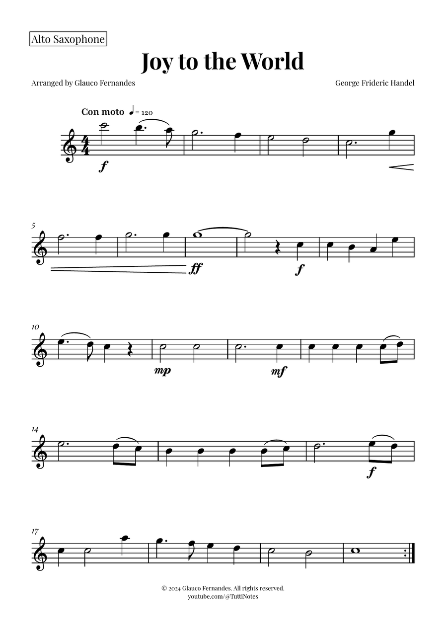 Joy to the World | STUNNING Arrangement Saxophone Quintet scores gallery preview page 4