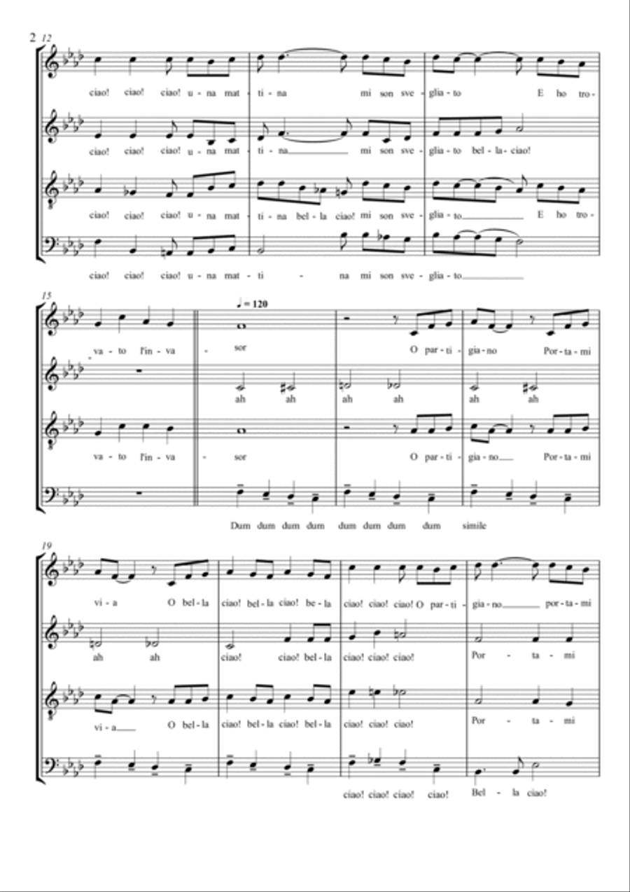 Bella Ciao! Bella Ciao! 4-Part scores gallery preview page 2