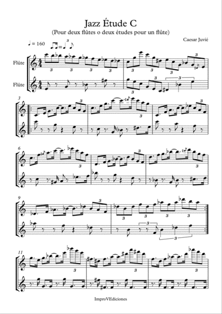 Jazz study in C for two flutes, or two studies for one flutist Flute Duet scores gallery preview page 1