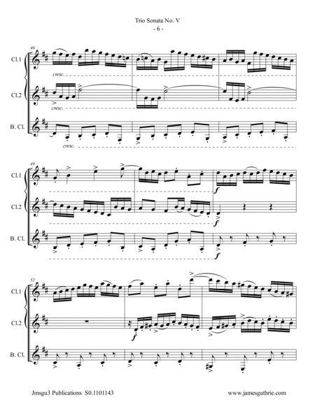 BACH: Trio Sonata No. 5 BWV 529 for Clarinet Trio image number null