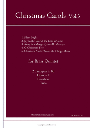 Book cover for Christmas Carols for Brass Quintet Vol.3 (5 Christmas Carols)