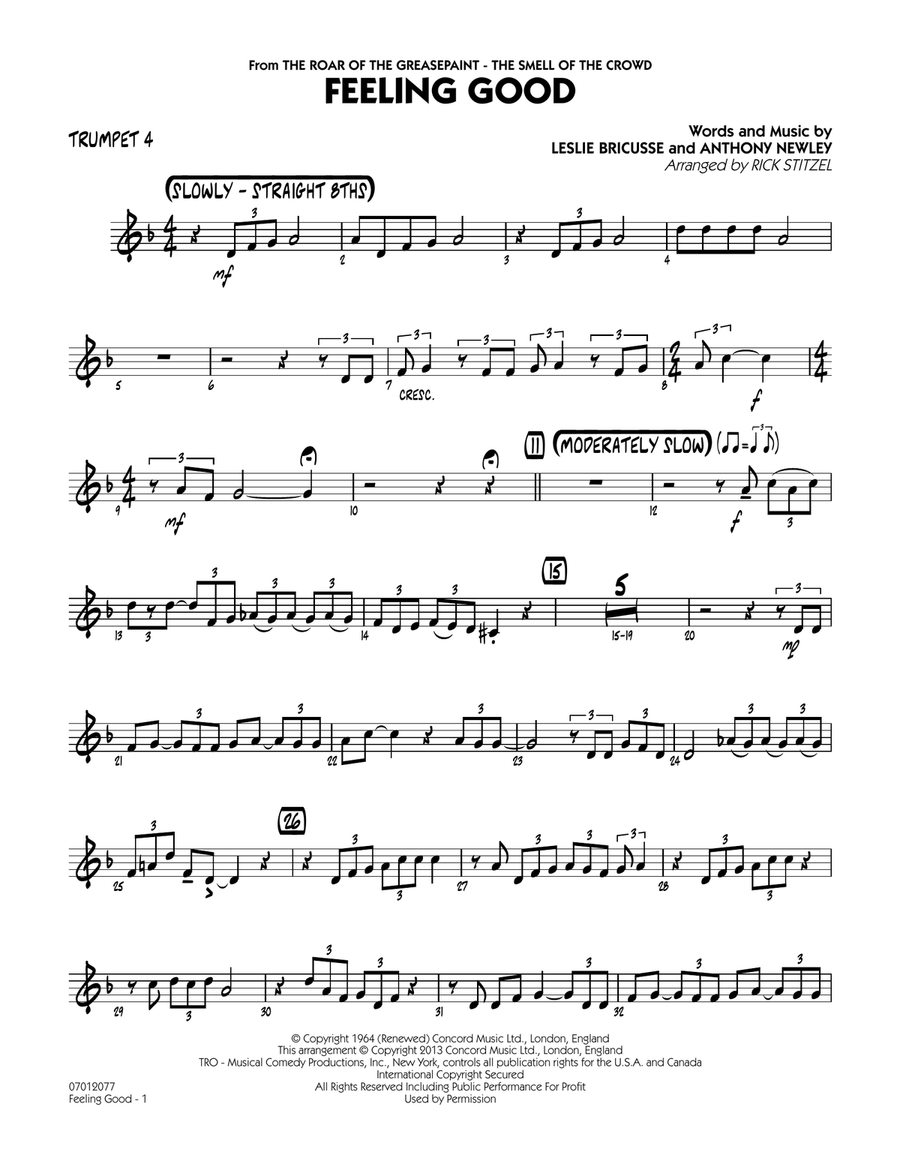 Feeling Good - Trumpet 4 Jazz Ensemble scores gallery preview page 1