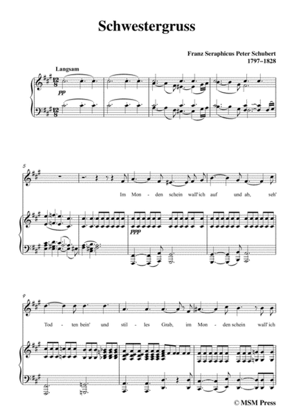 Schubert-Schwestergruss,in f sharp minor,for Voice&Piano image number null