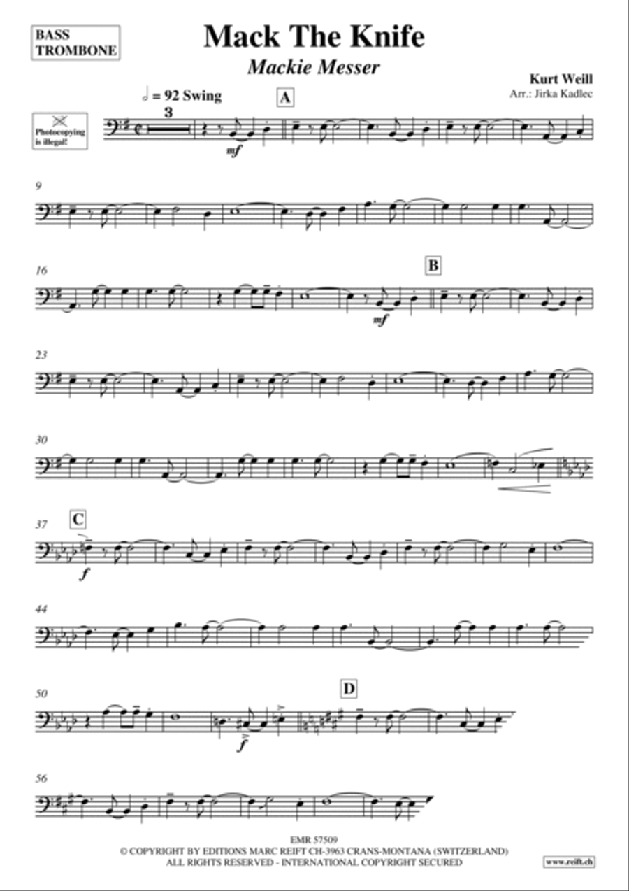 Mack The Knife Bass Trombone scores gallery preview page 3