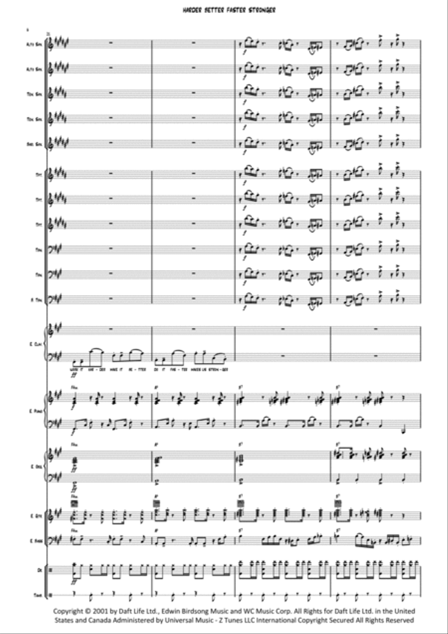 Harder, Better, Faster, Stronger Jazz Ensemble scores gallery preview page 6