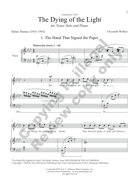 The Dying of the Light : Musical Settings of the Poetry of Dylan Thomas (Piano/Vocal Score) image number null