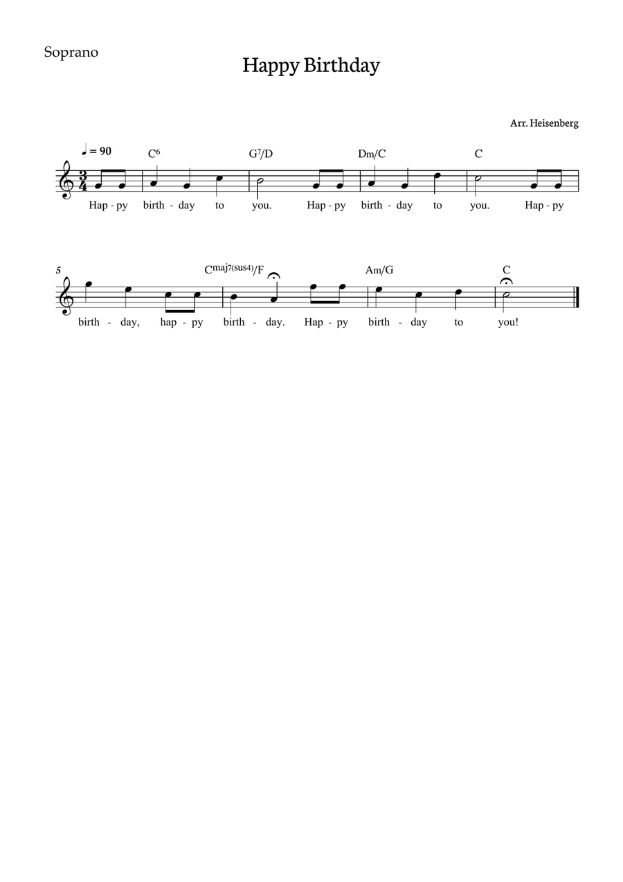 Happy Birthday for SAT with chords in C. Score and parts inc SAT scores gallery preview page 2