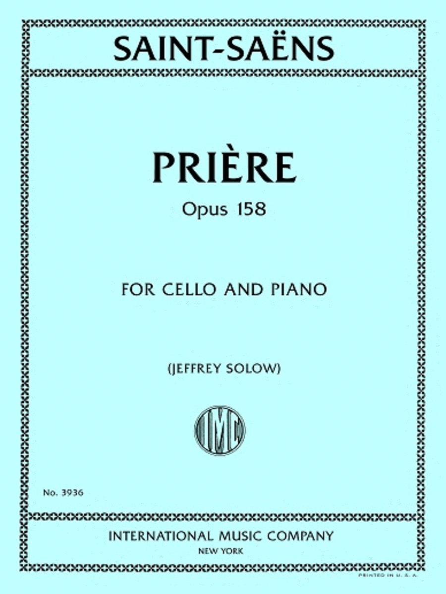 Prière, Opus 158, for Cello and Piano
