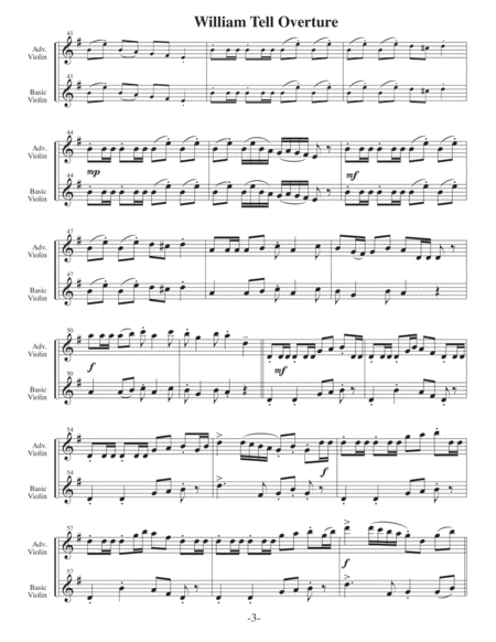 William Tell Overture (Arrangements Level 4+ to 6+ for VIOLIN + Written Acc) image number null