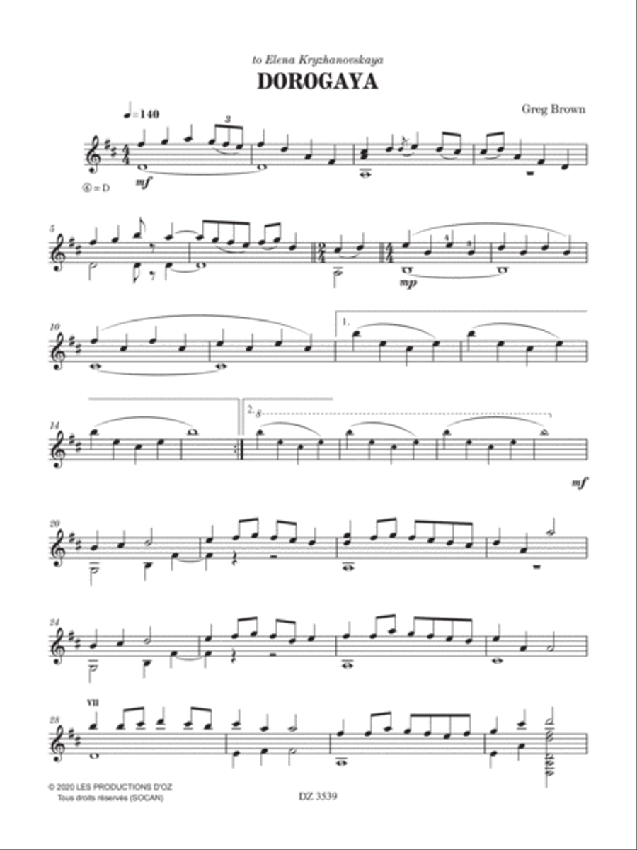 Dorogaya Dorogaya Classical Guitar scores gallery preview page 3