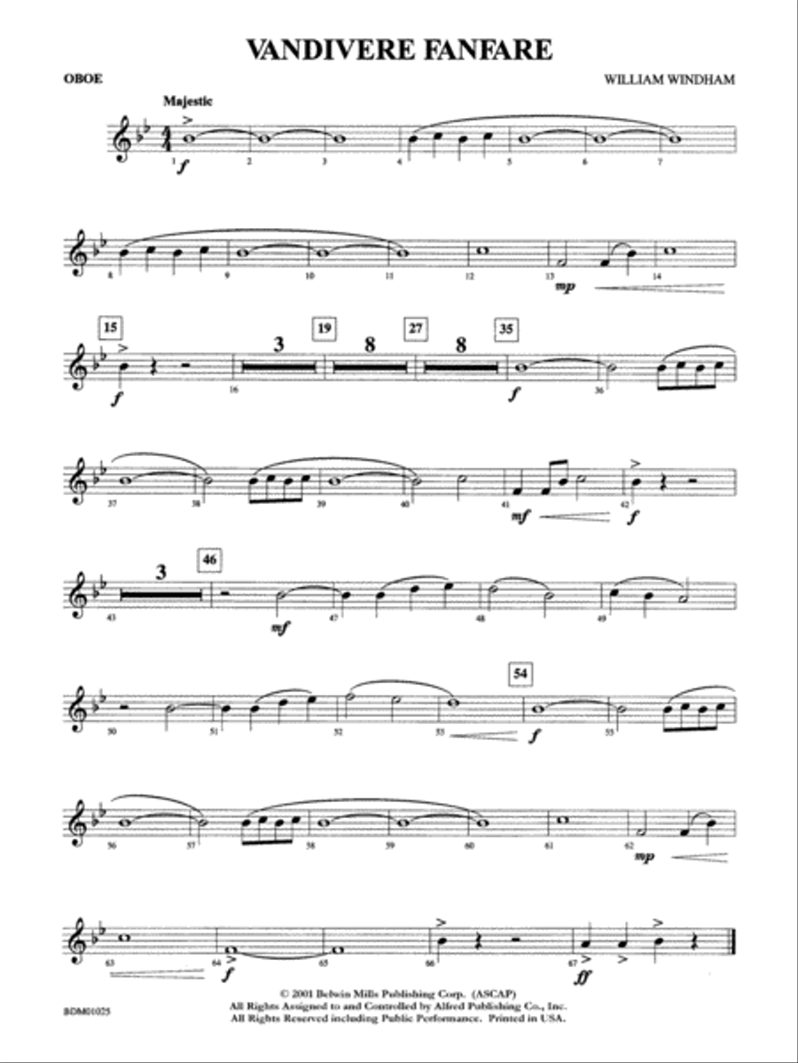 Vandivere Fanfare: Oboe Concert Band scores gallery preview page 1