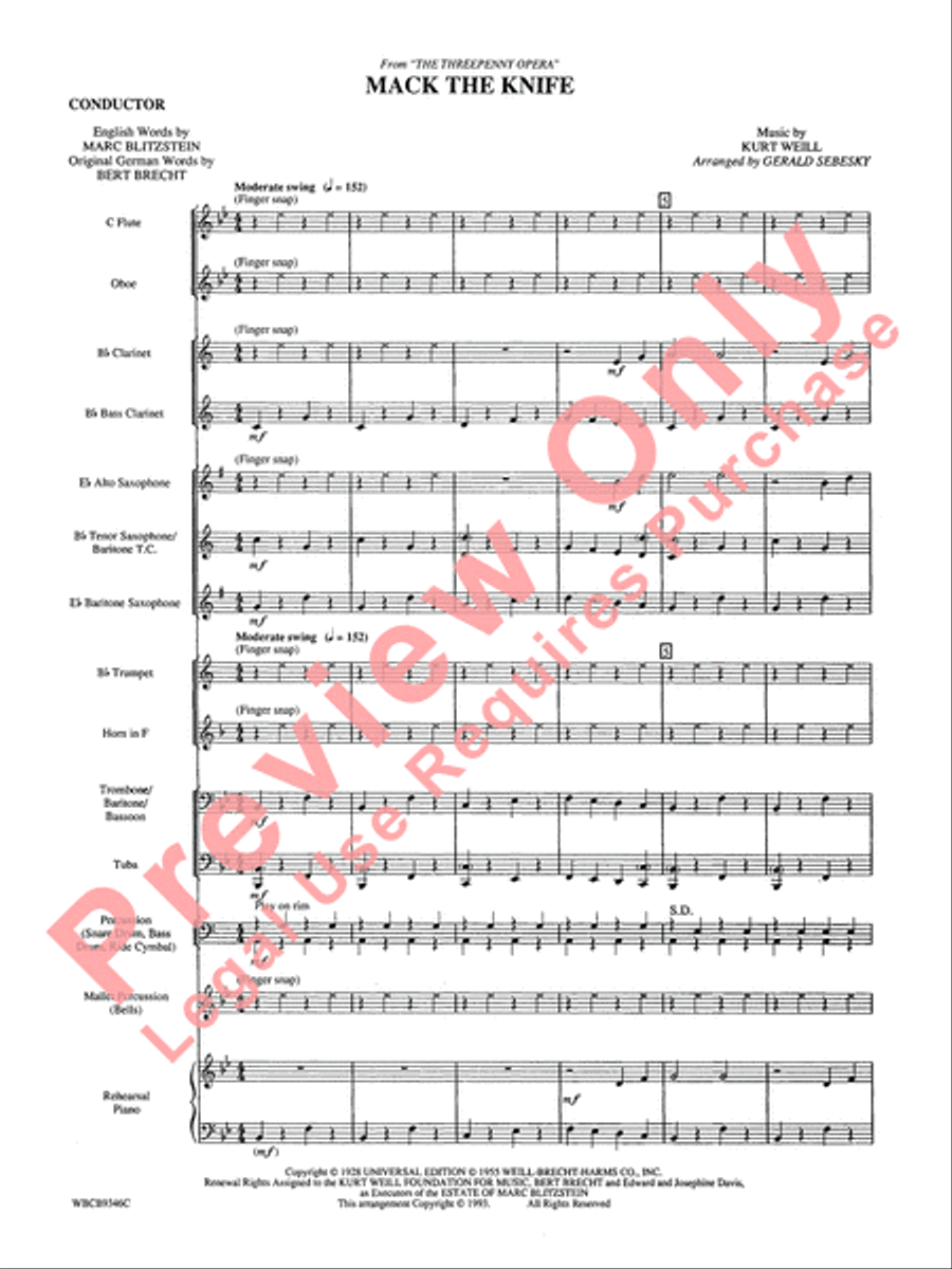 Mack the Knife (from The Threepenny Opera) Concert Band scores gallery preview page 4