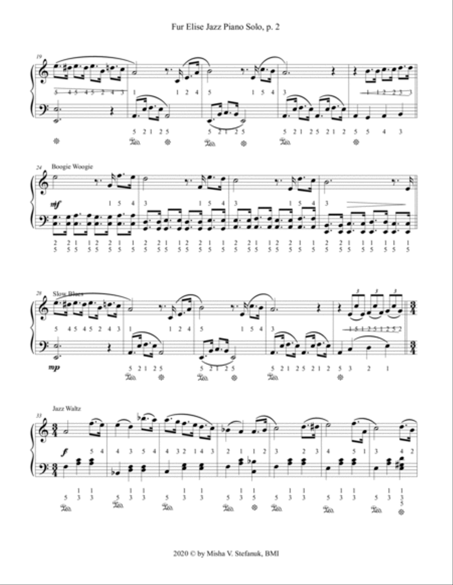 Fur Elise Jazz Piano Solo, Easy Piano Classics Easy Piano scores gallery preview page 2